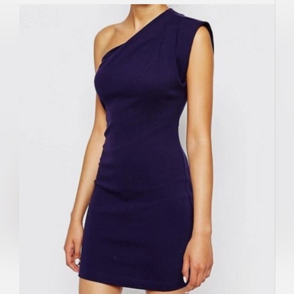 American Apparel One-Shoulder Navy Blue Dress